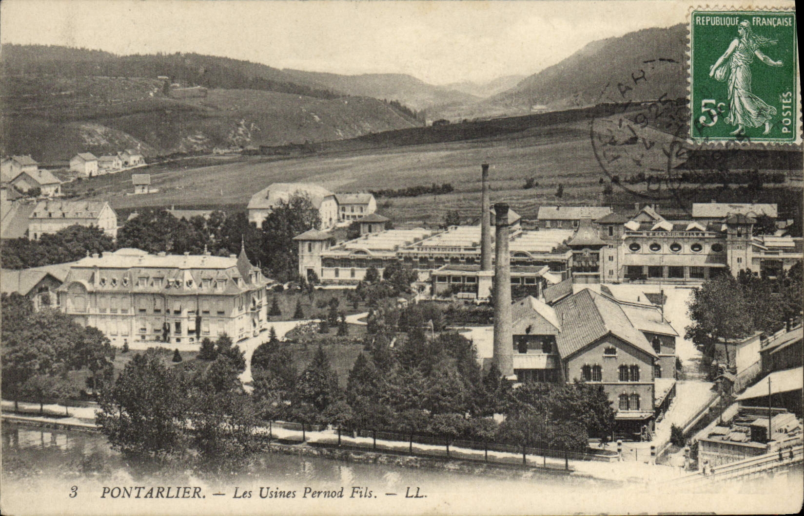VINTAGE POSTCARD Pontarlier the factories Pernod Wire