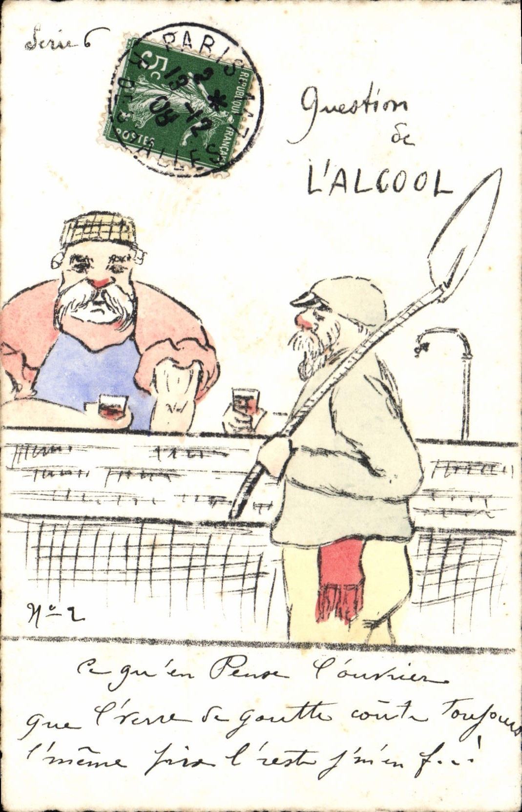 VINTAGE POSTCARD Illustrator Delamarre Alcohol