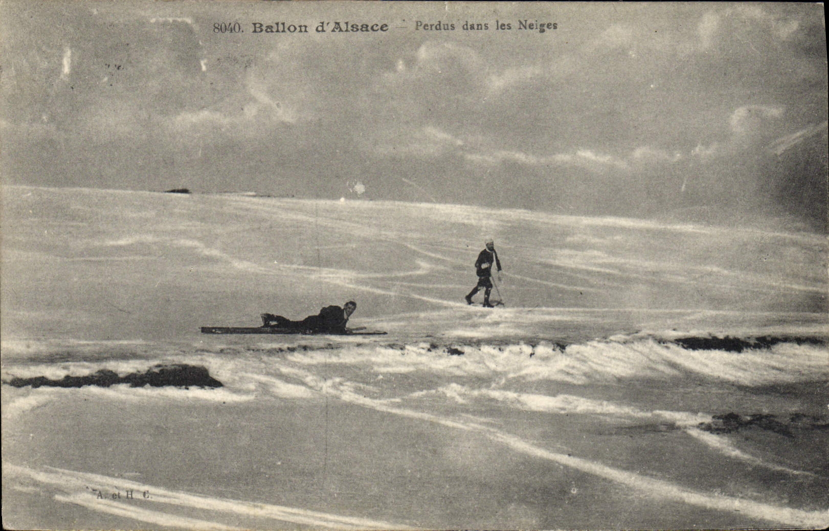 CPA Sports d'hiver Ski Ballon d'Alsace Perdus dans la neige