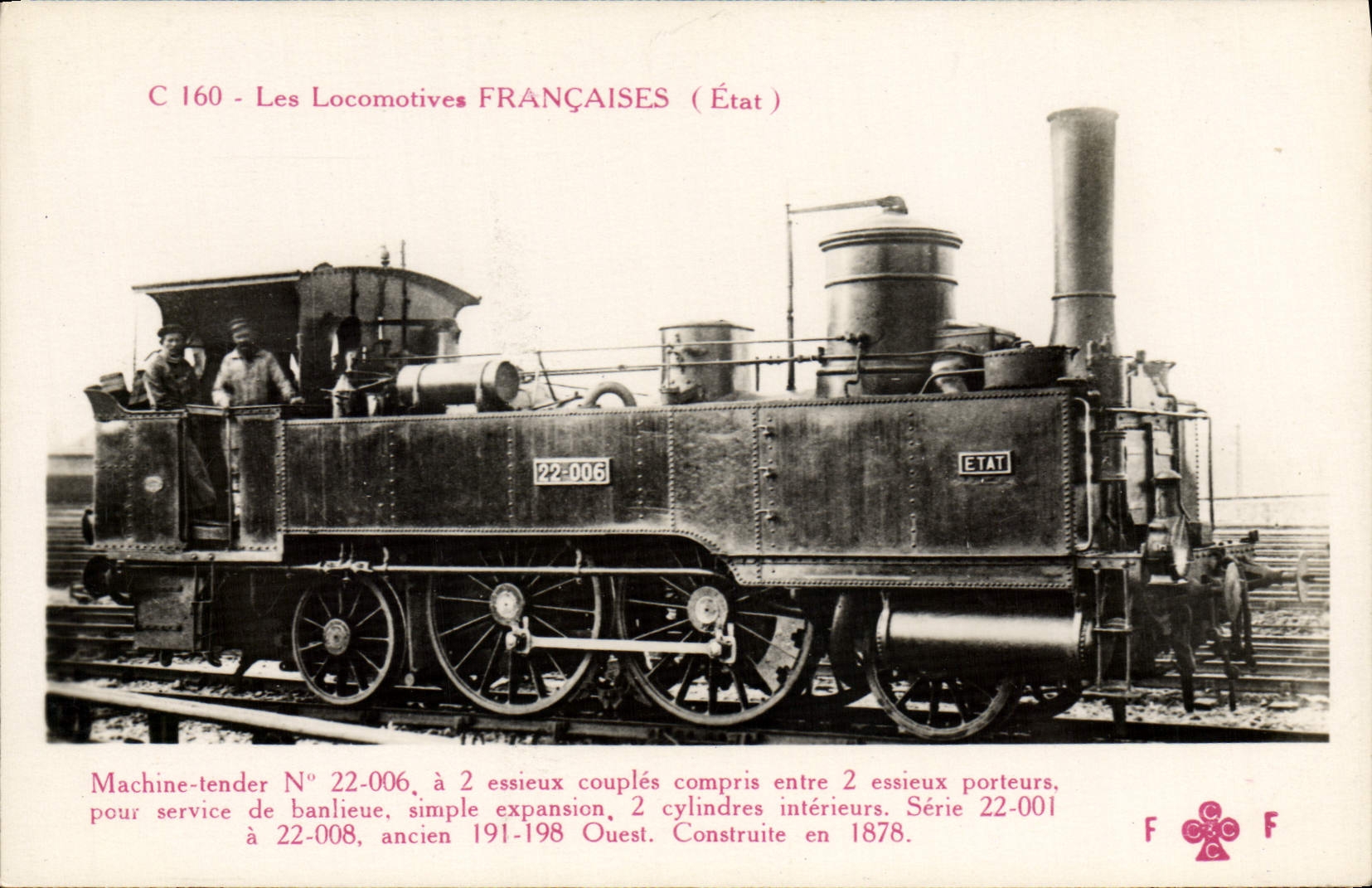 VINTAGE POSTCARD Train Engine Machine tender 22.006