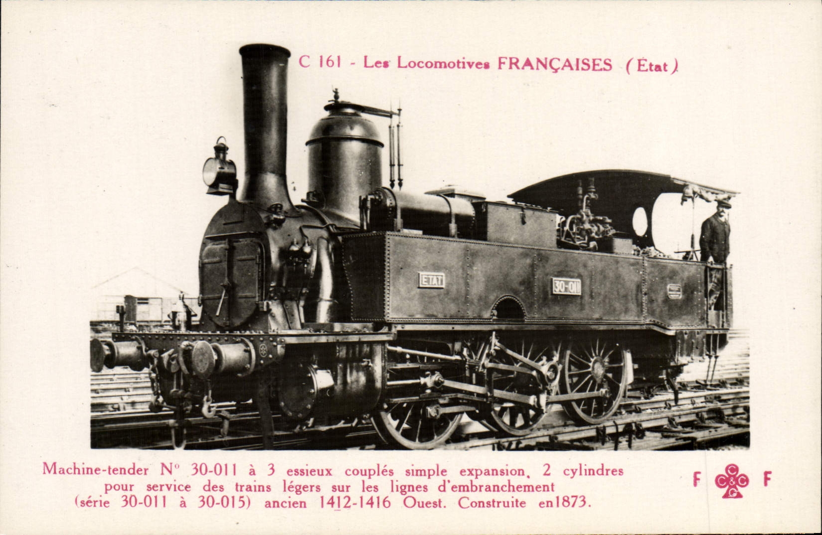 VINTAGE POSTCARD Train Engine Machine tender 30.011
