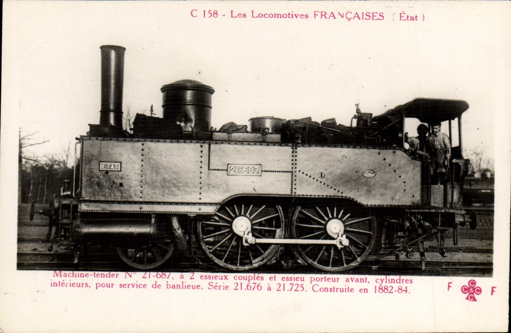 VINTAGE POSTCARD Train Engine Machine tender 21.687