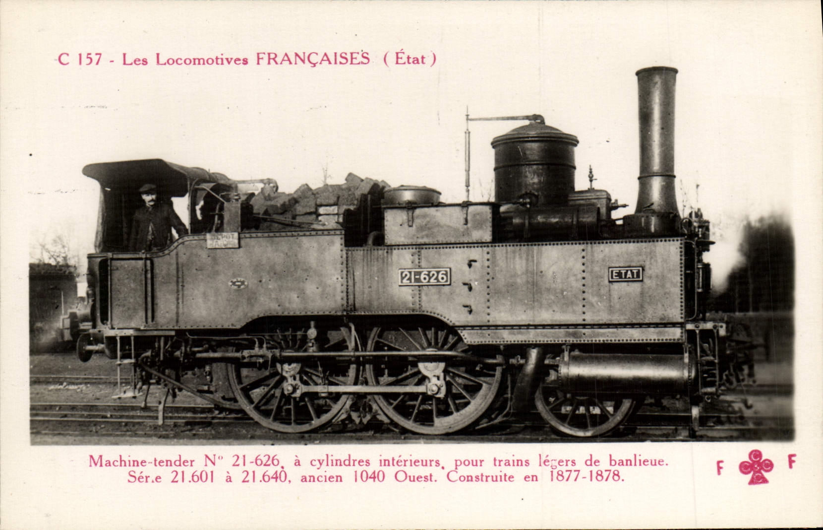 VINTAGE POSTCARD Train Engine Machine tender 21.626