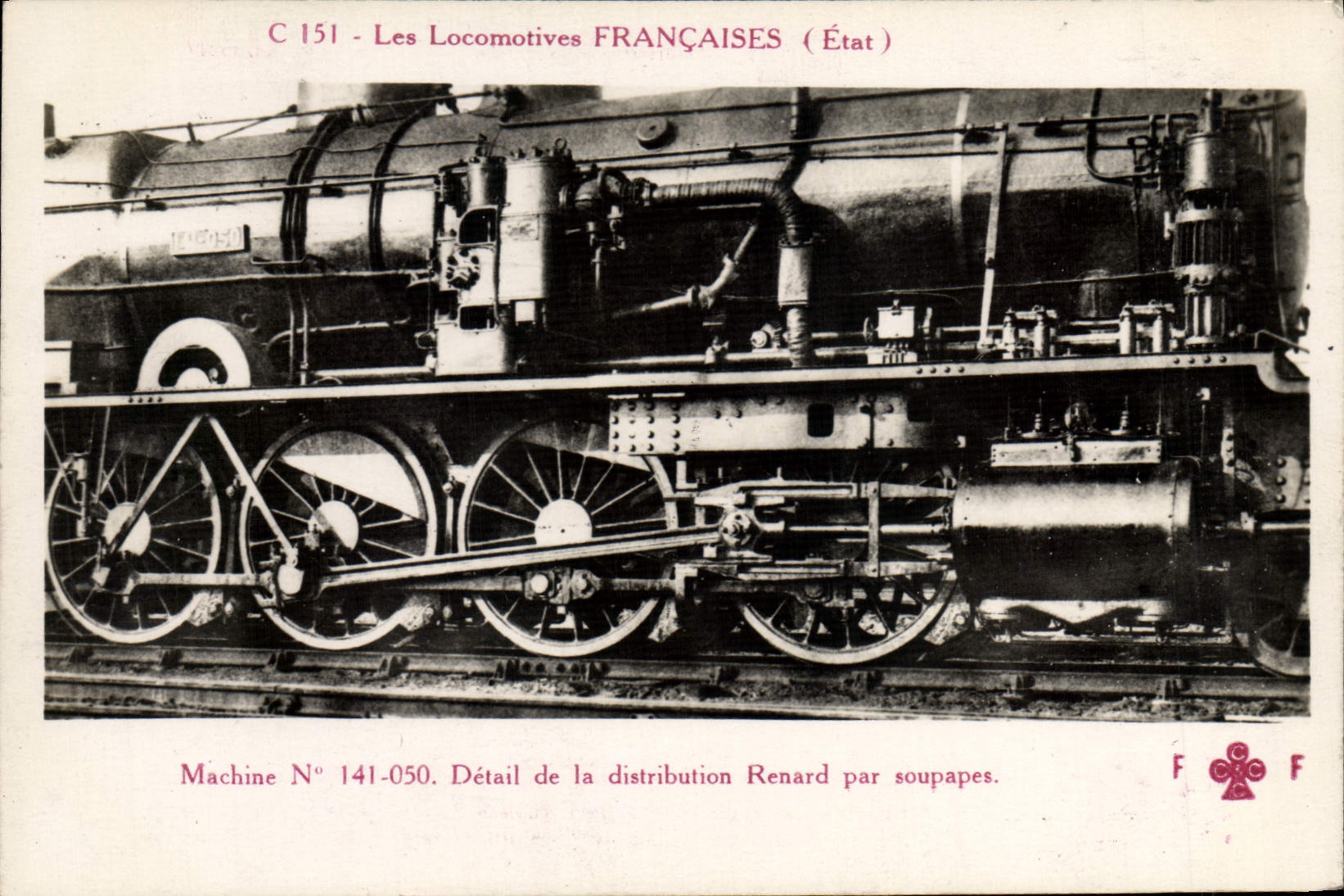 VINTAGE POSTCARD Train Engine Machine 141.050 Detail of the distribution Fox by valves