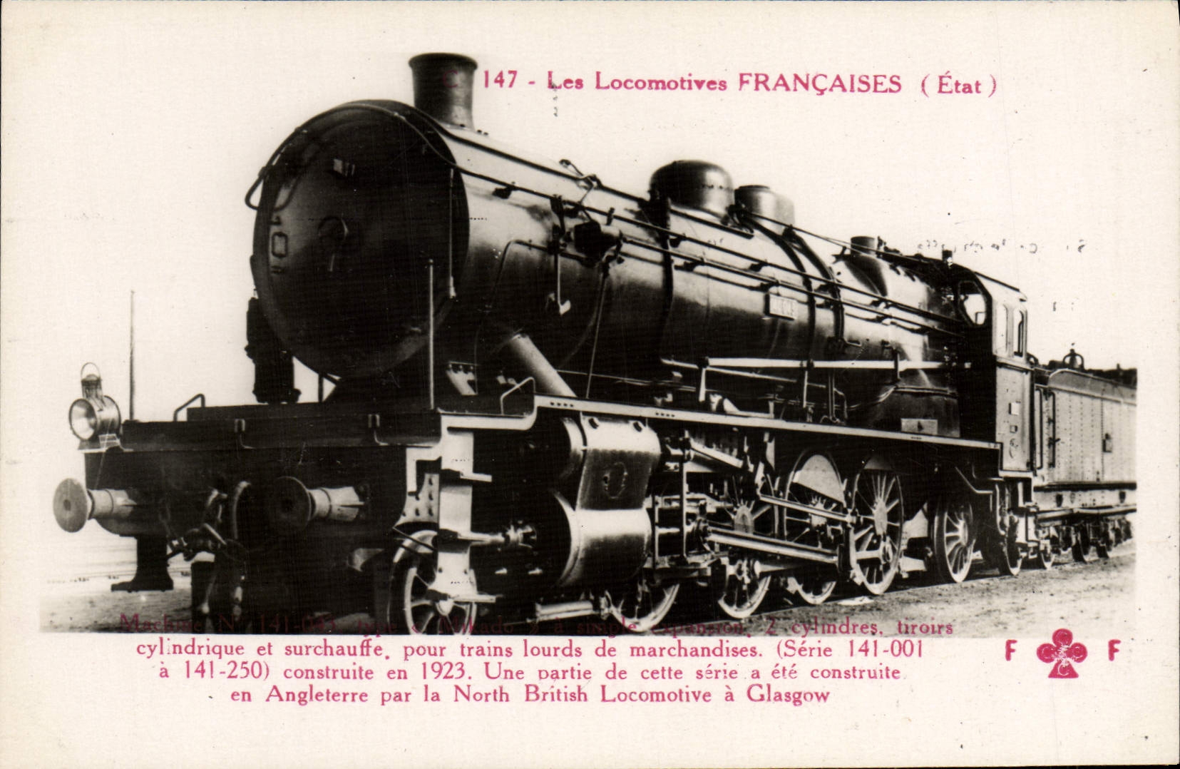 CPA Train Locomotive Machine 141 043 type Mikado pour trains lourds de marchandises