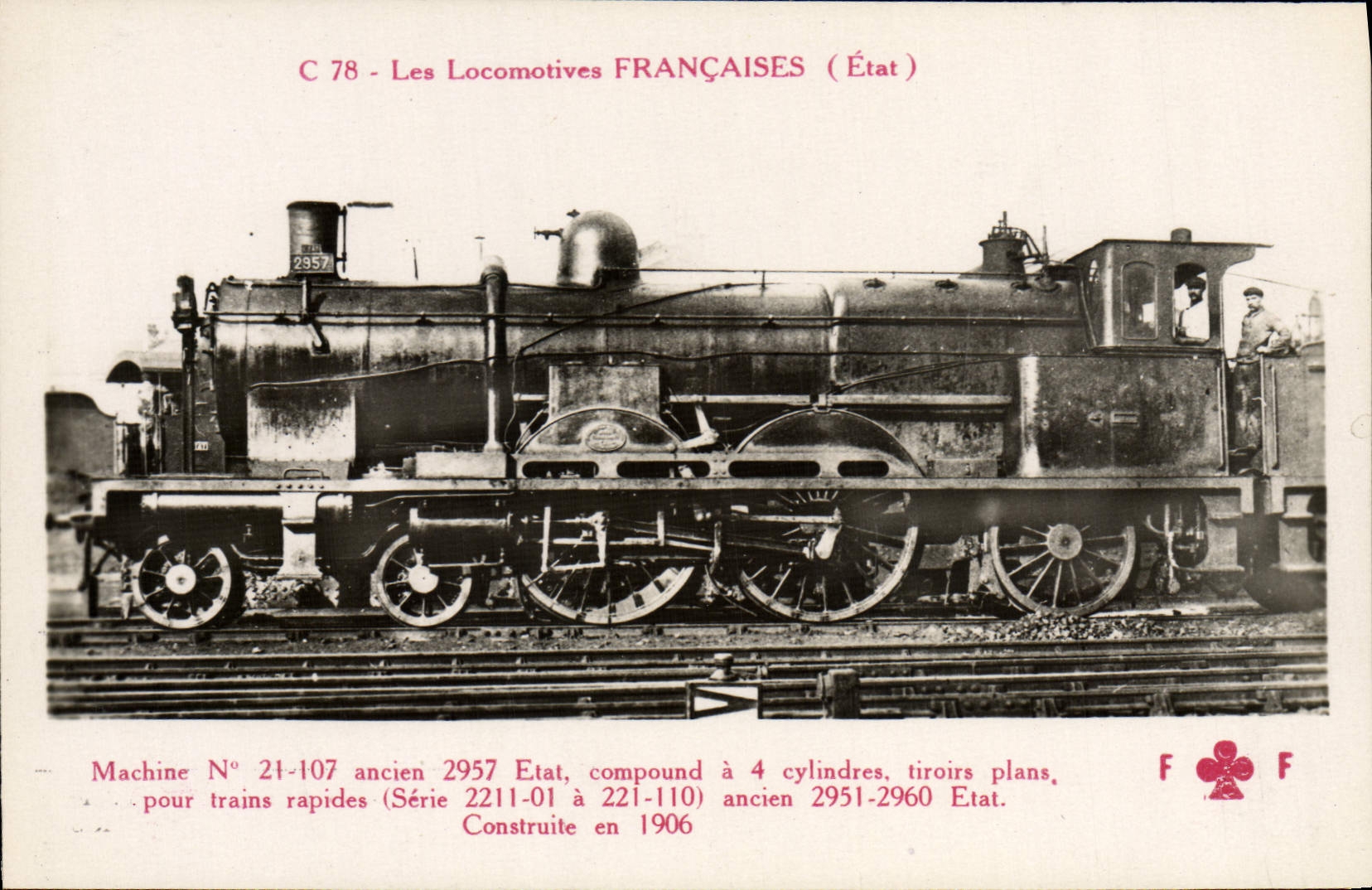 VINTAGE POSTCARD old Train Engine Machine 21.107 2957 State
