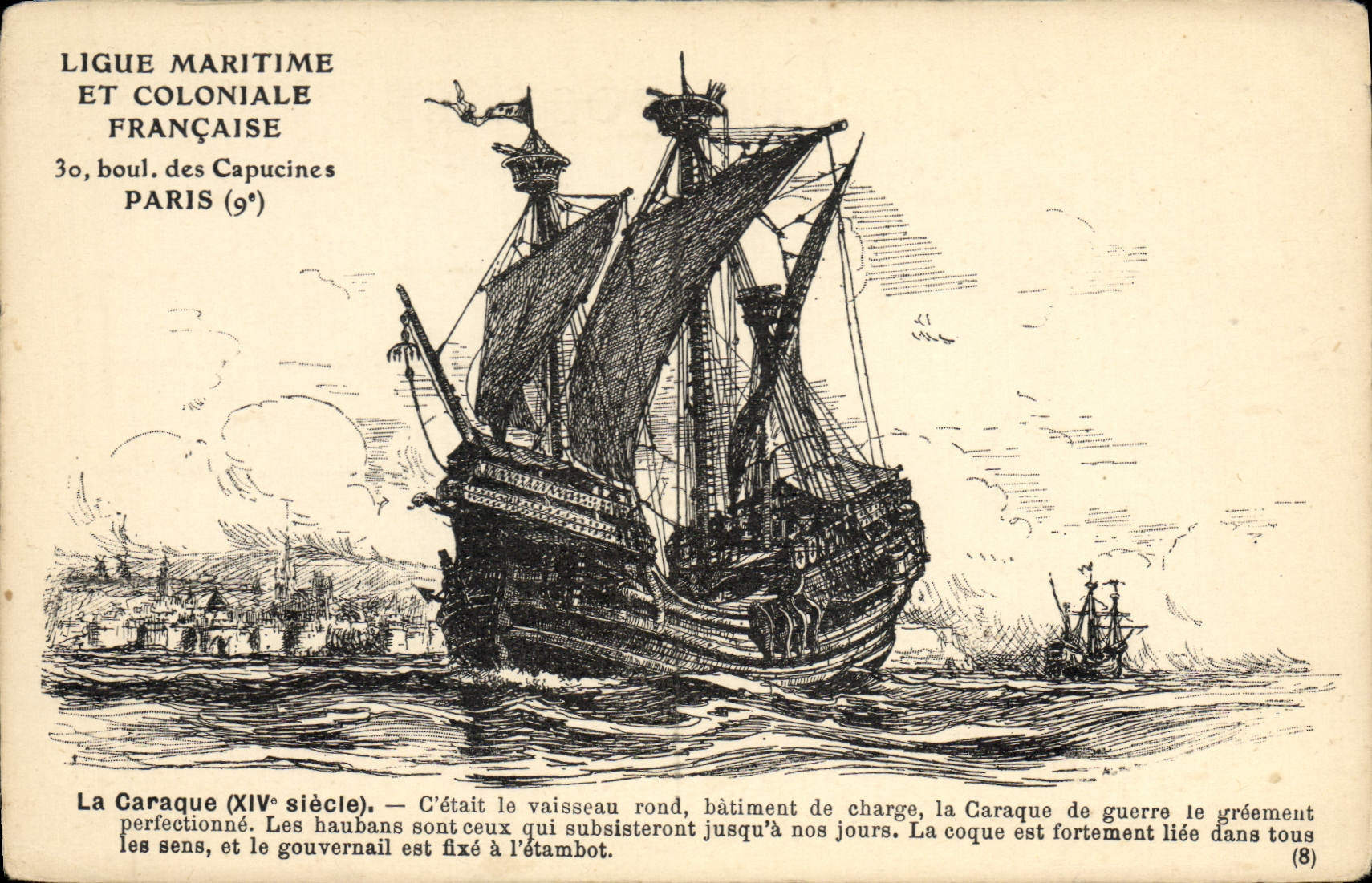 VINTAGE POSTCARD Sailing Boat Caraque