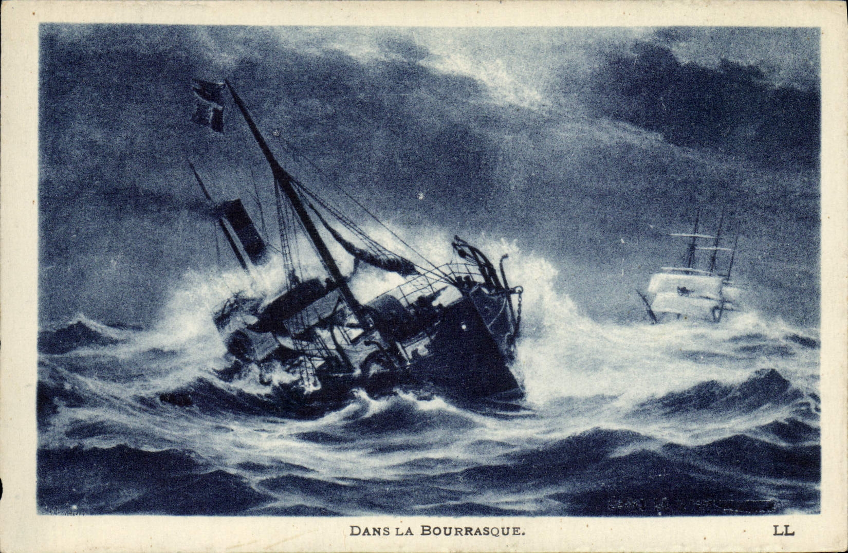 CPA Bateau Voilier Dans la bourrasque 