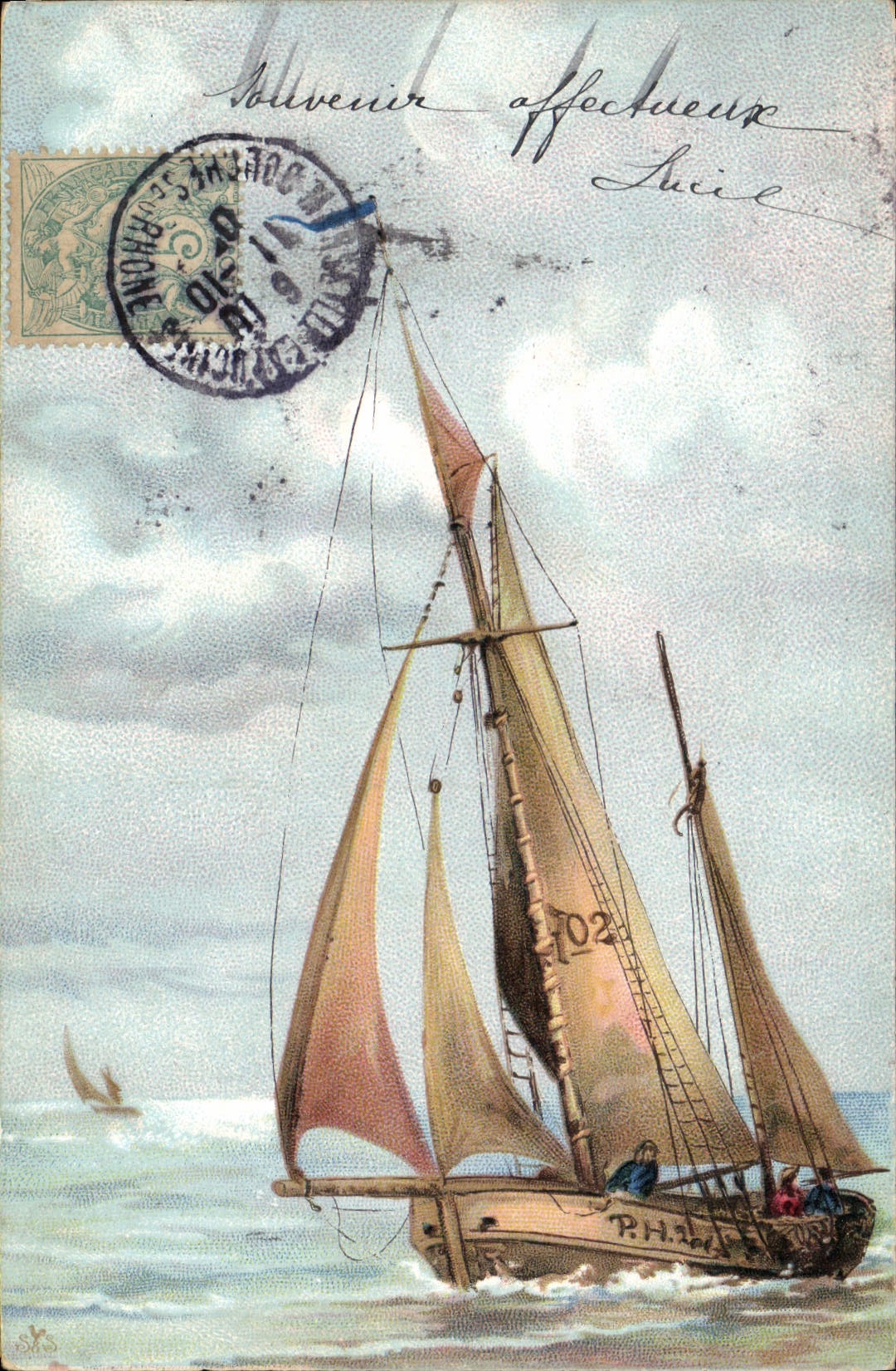 CPA Bateau Voilier Peche