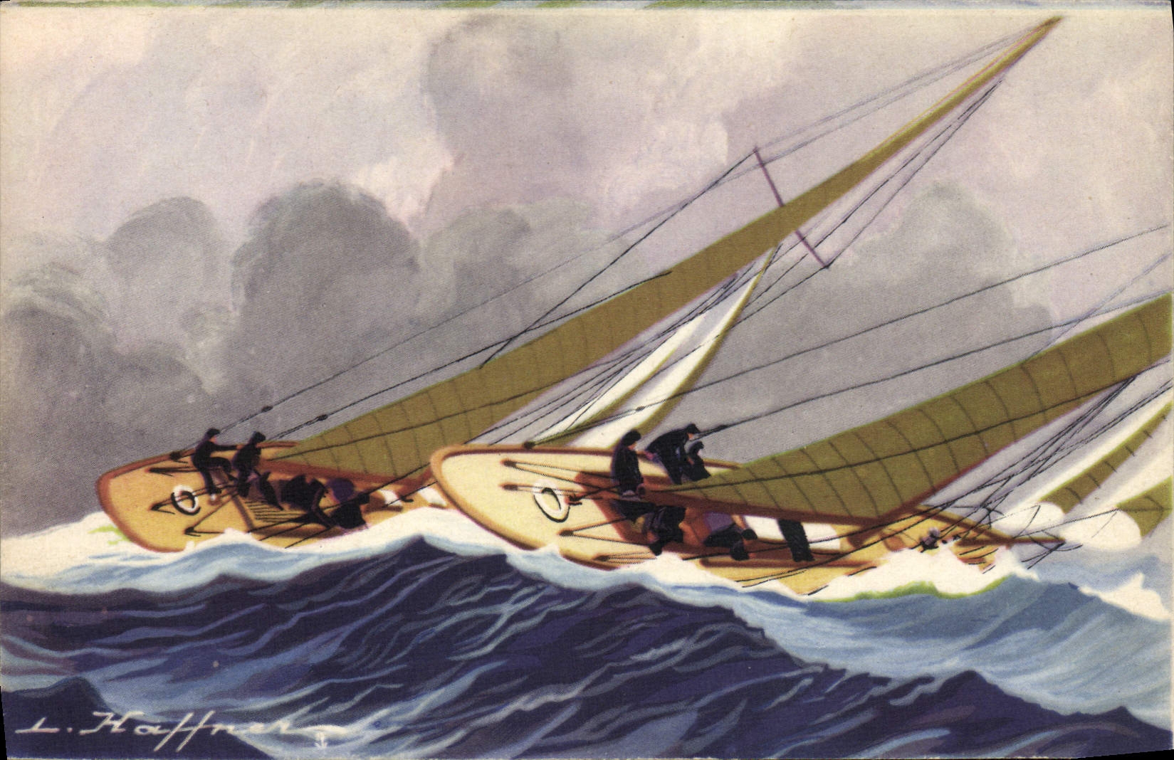 CPA Bateau Voilier Yachts de courses croisieres courant bord a bord Haffner