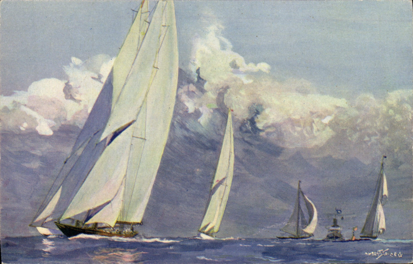 MODERN CARD Sailing Bateau Sailing yachts of great series of Sebille race