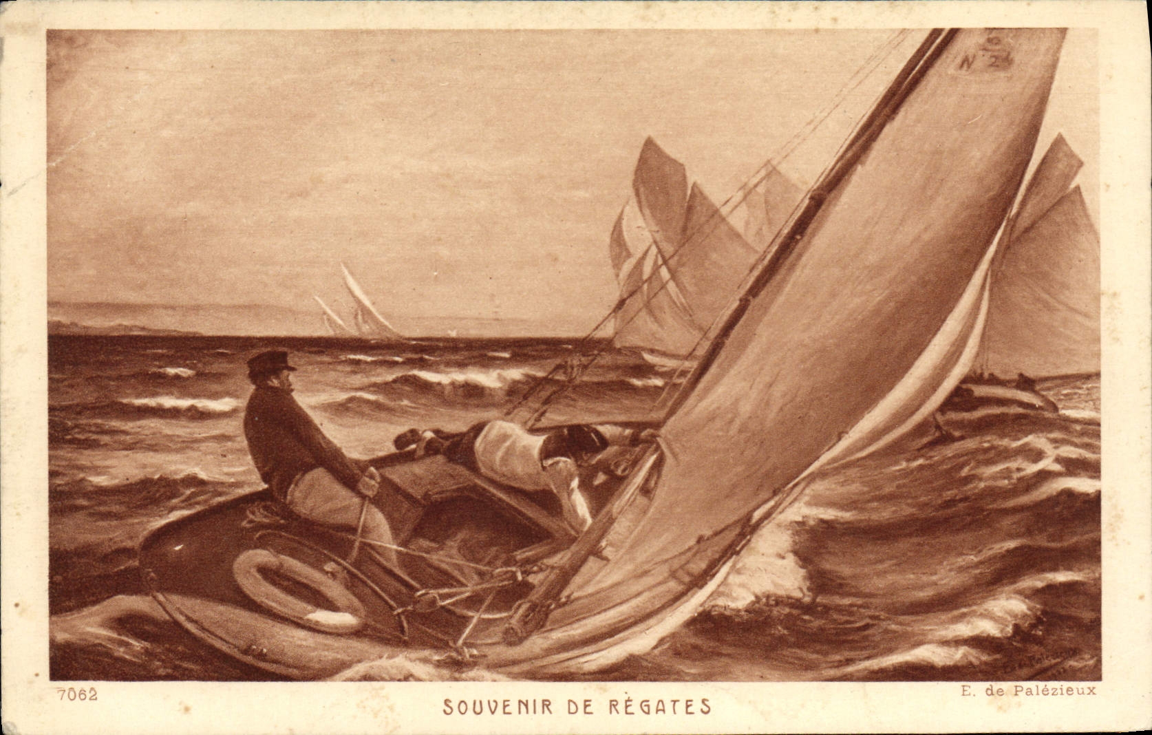 VINTAGE POSTCARD Sailing Boat Souvenir of regattas