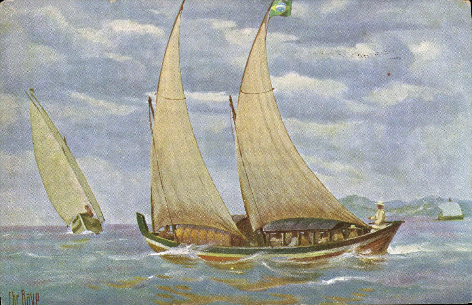 VINTAGE POSTCARD Sailing Boat Breseil Brazil