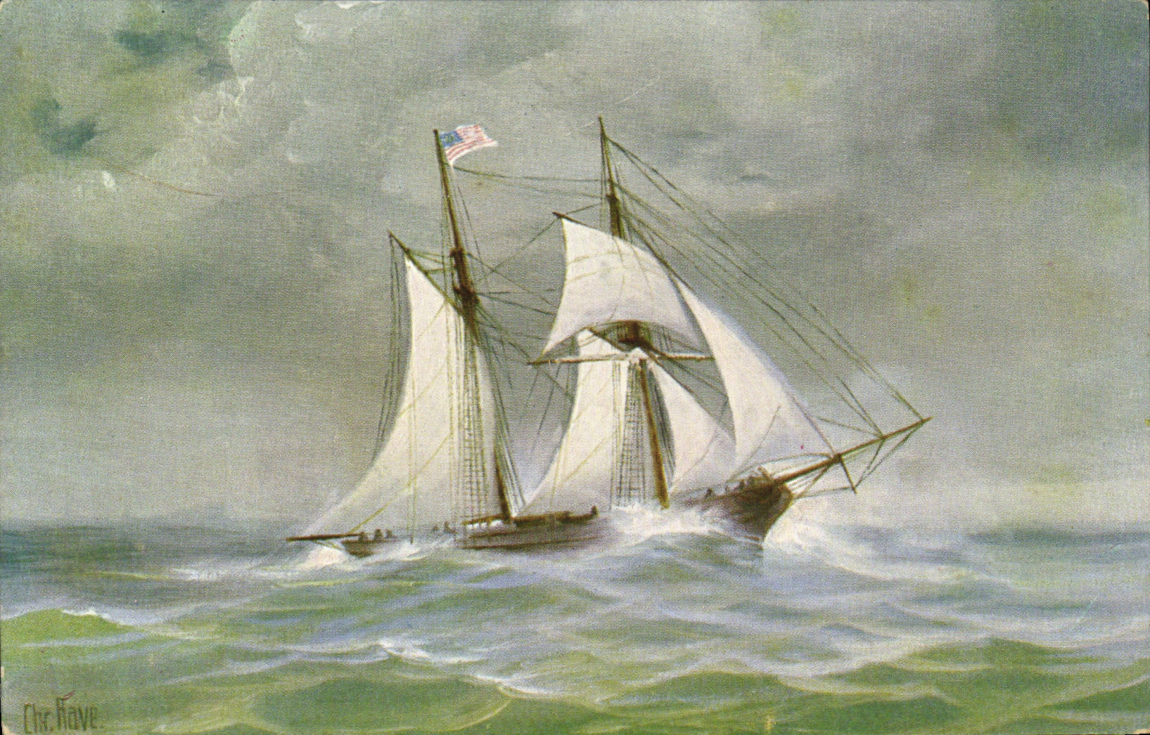 VINTAGE POSTCARD Sailing Boat America 1838