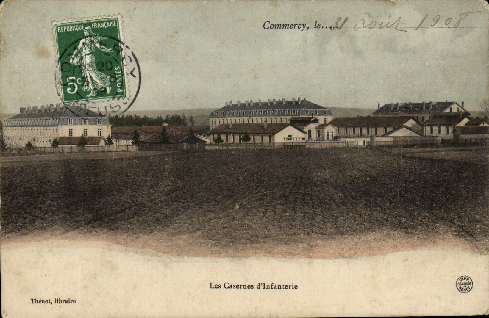La POSTAL Militaria Commercy de la VENDIMIA acuartela cuarteles de la infantería