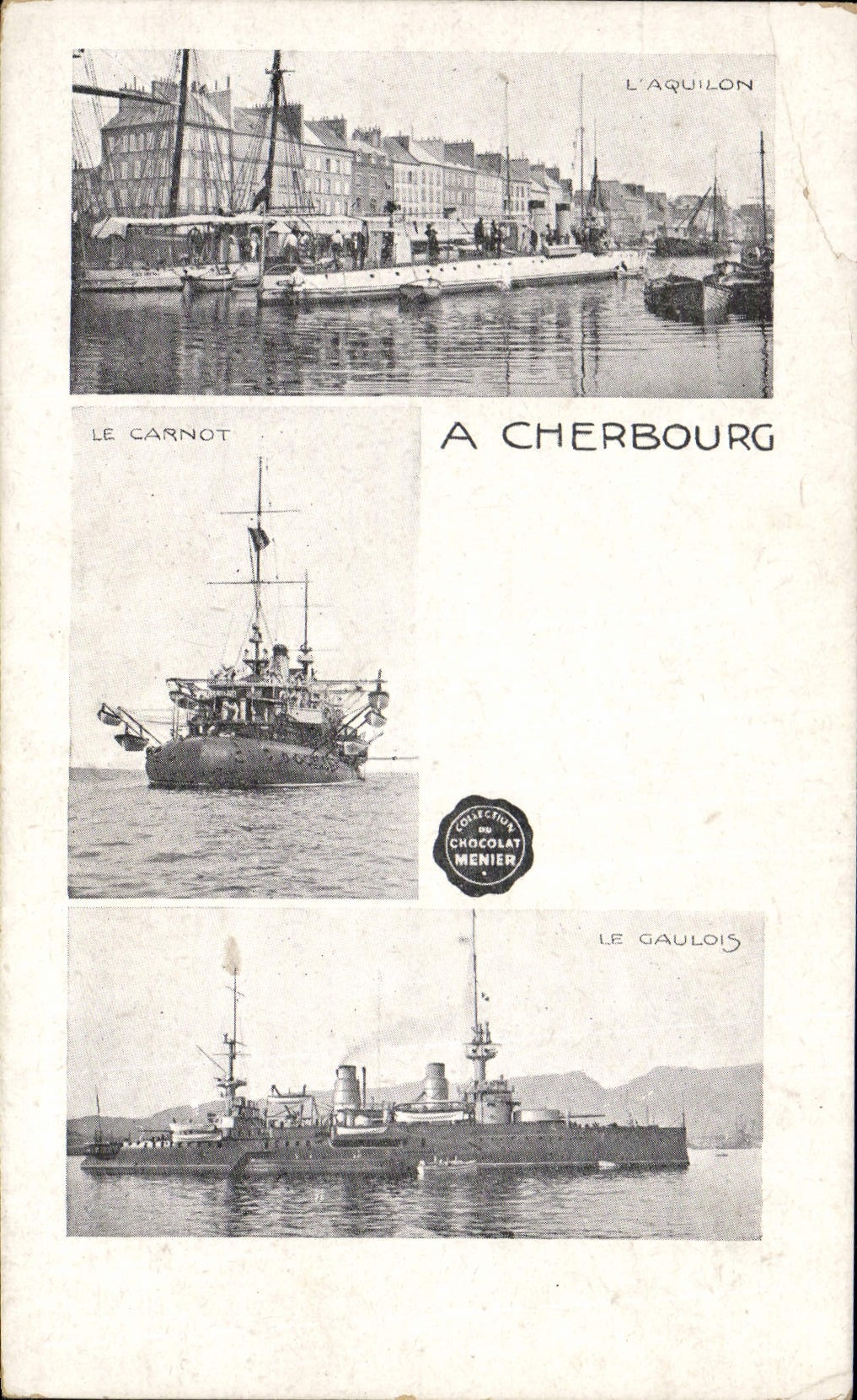 CPA Bateau de guerre Cherbourg L'Aquilon La Carnot Le Gaulois 