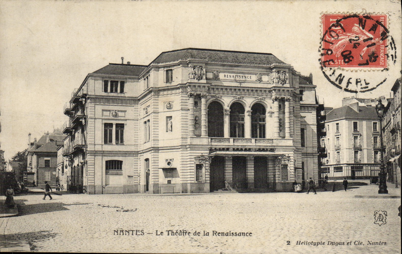 VINTAGE POSTCARD the Theater of Renaissance Nantes