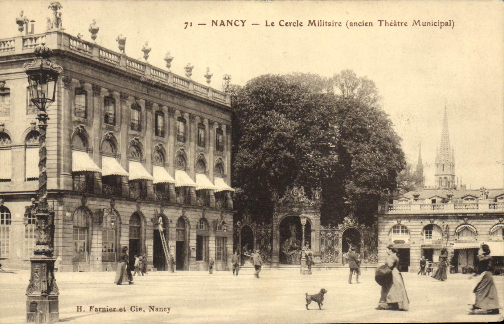 VINTAGE POSTCARD Nancy the military circle Old municipal Theater