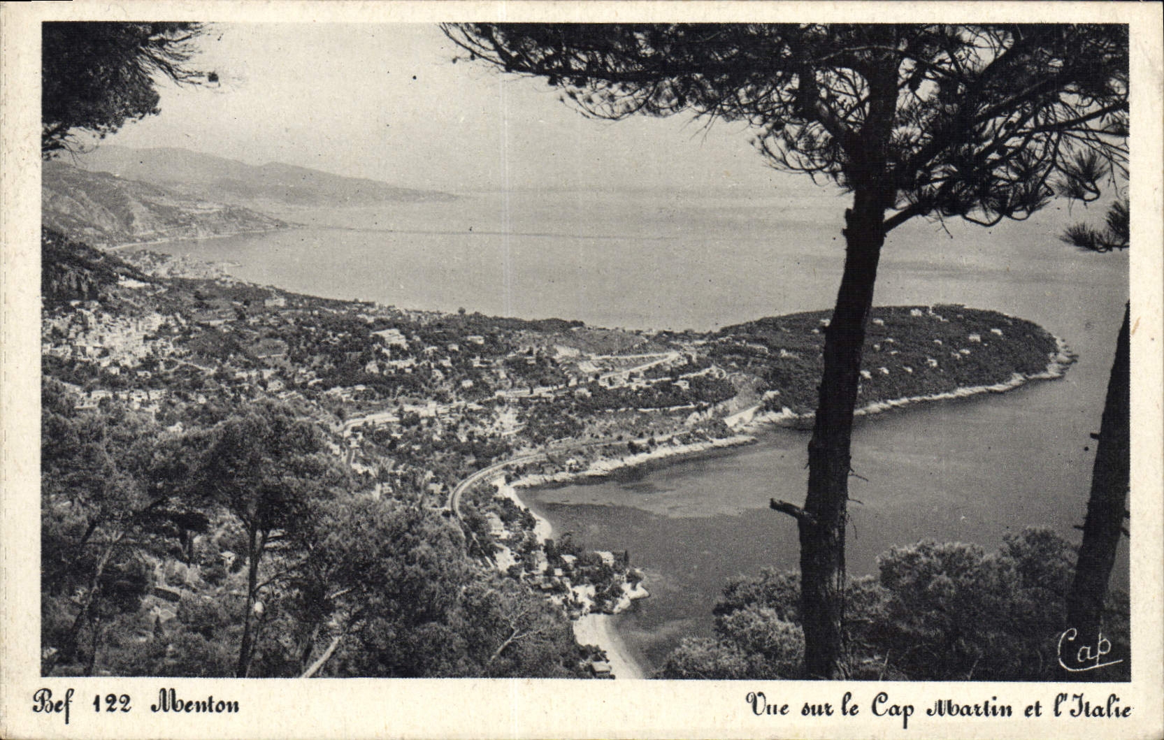 VINTAGE POSTCARD Menton Seen on the Cape Martin and Italy
