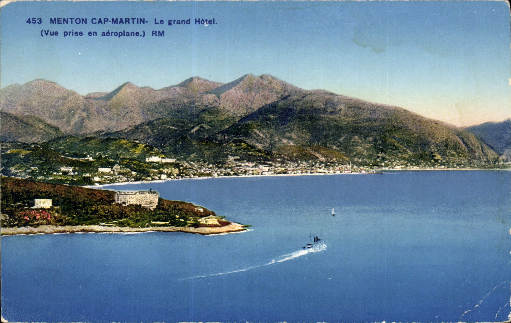 CPA Roquebrune Cap Martin Le grand hotel Vue prise en aeroplane 