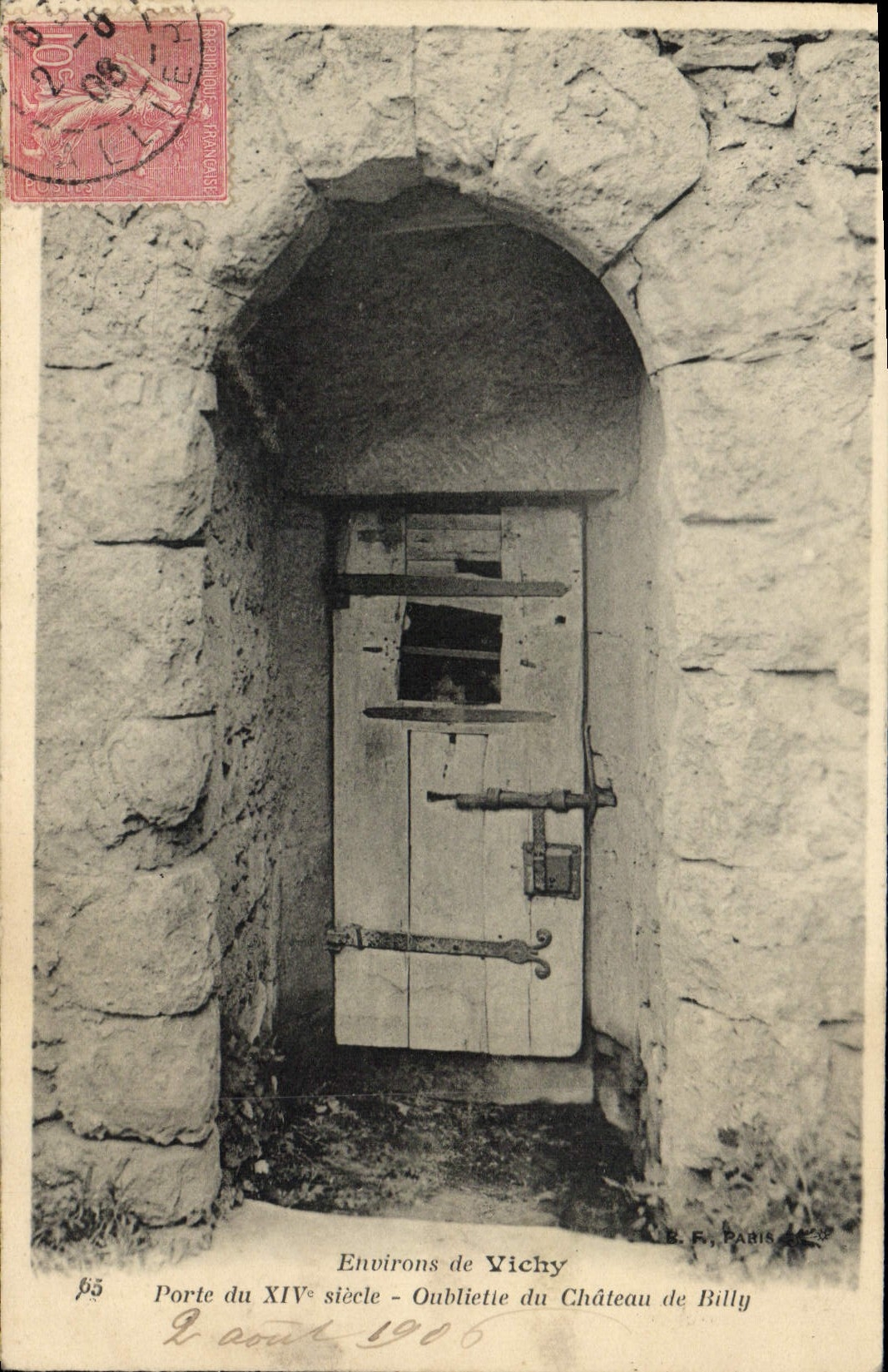 VINTAGE POSTCARD Prison Surroundings of Vichy Carries 14th Oubliette of the castle of Billy
