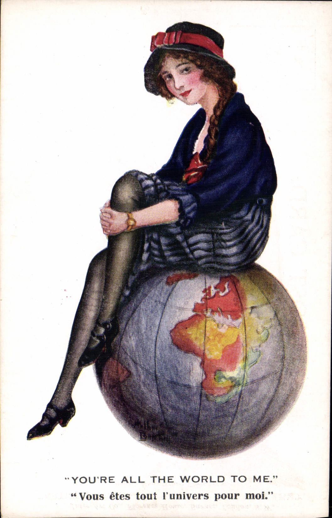 VINTAGE POSTCARD Illustrator Woman Ground