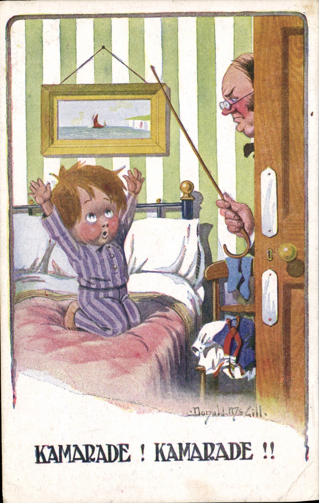 VINTAGE POSTCARD Illustrator Child Kamarade Donald Mc Gill