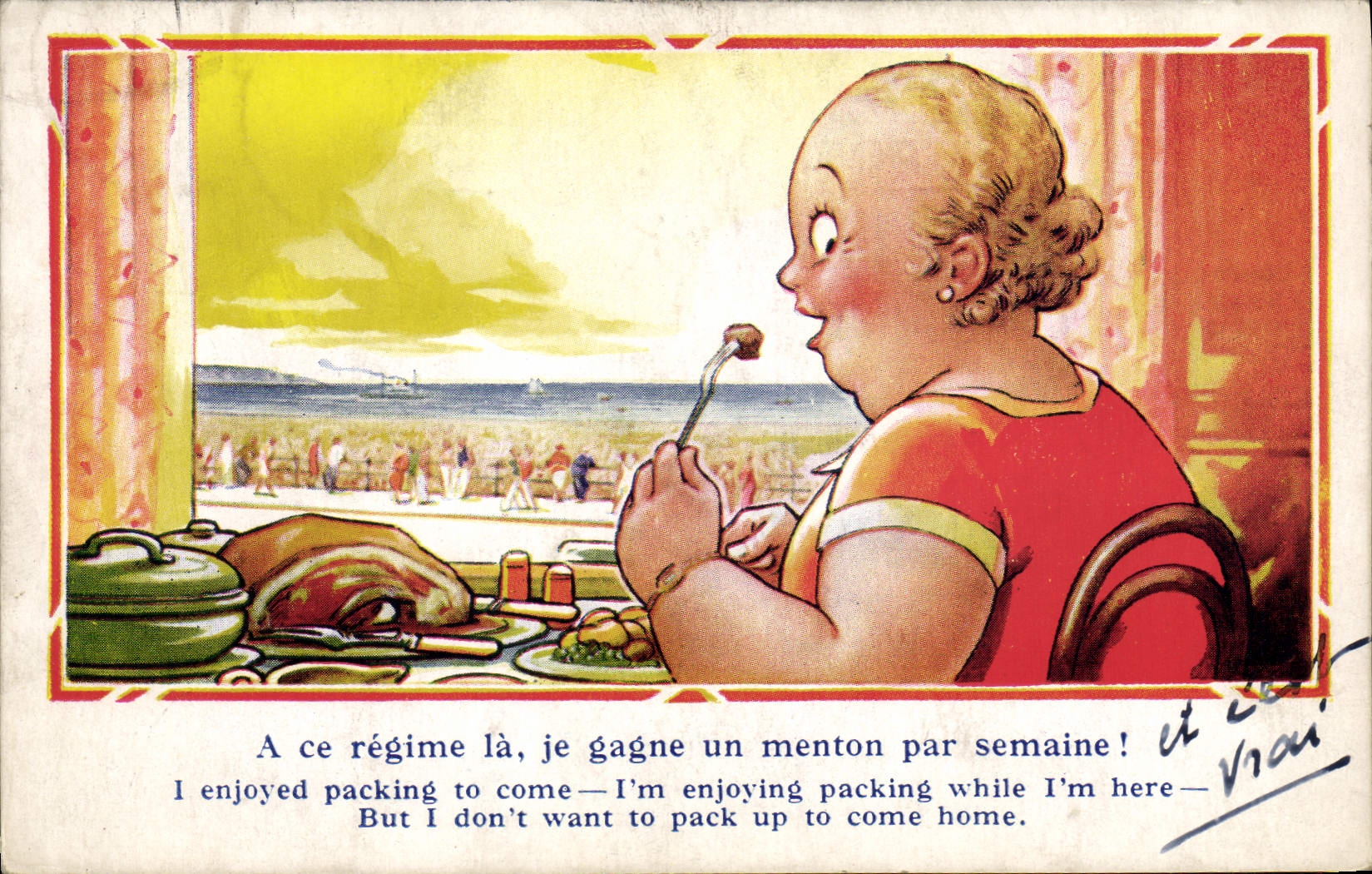 VINTAGE POSTCARD Illustrator Woman Mode