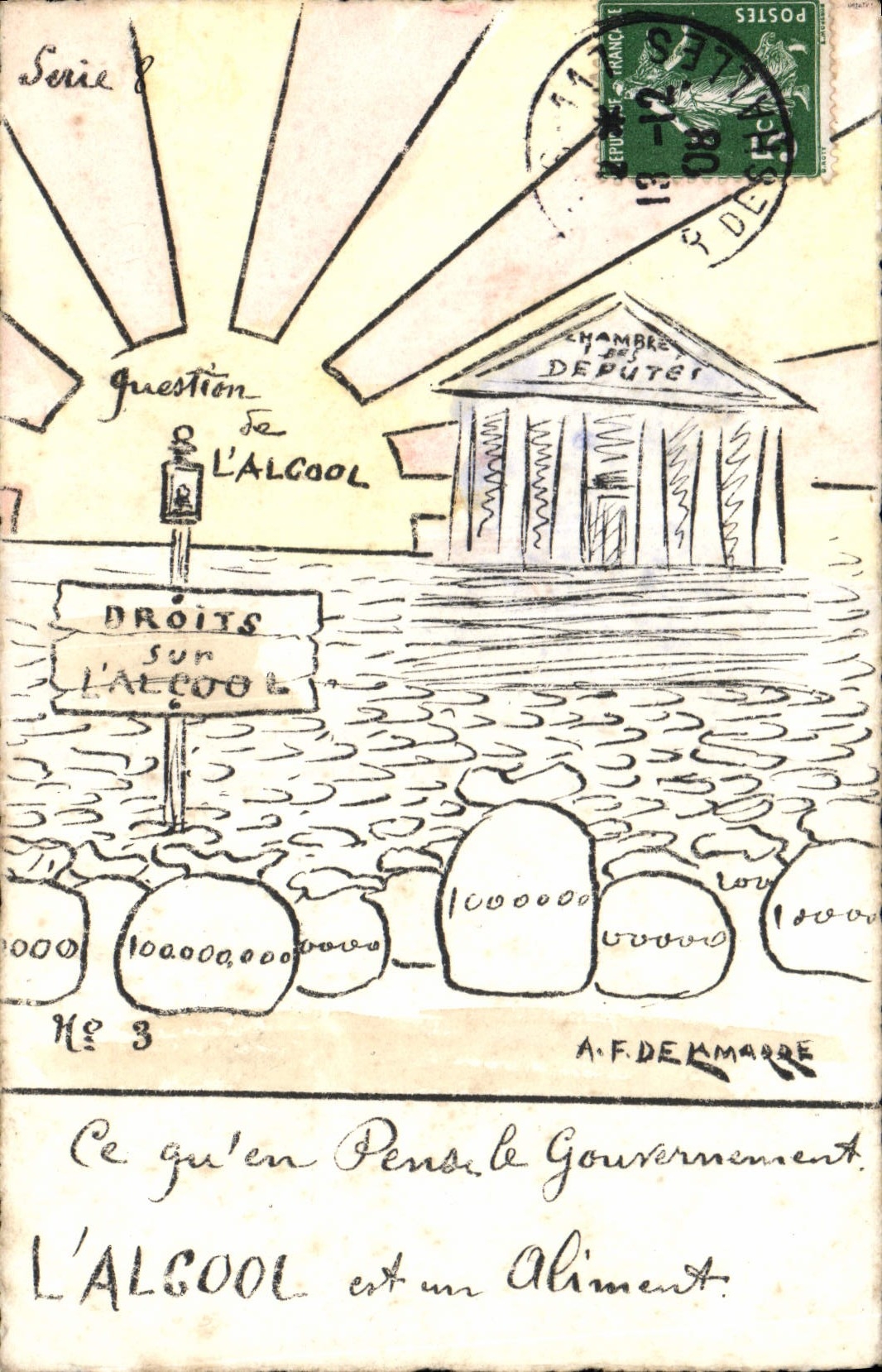 VINTAGE POSTCARD alcohol House of Commons Delamarre