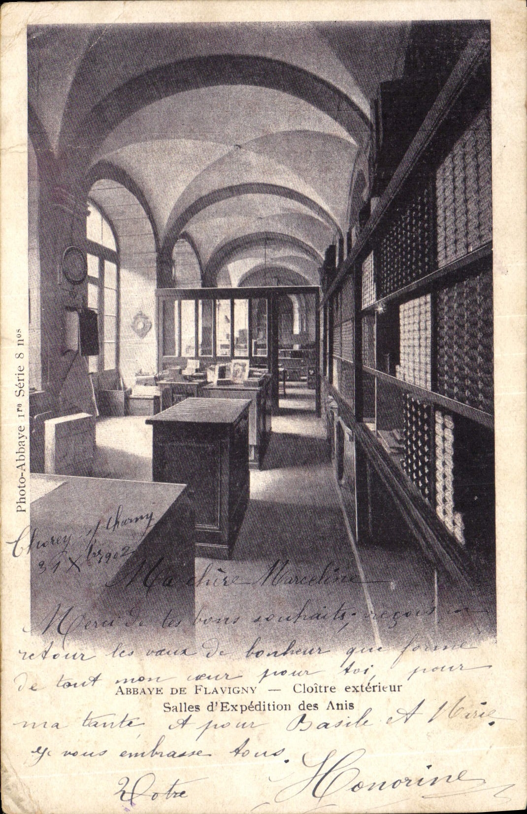VINTAGE POSTCARD Abbey of Flavigny Cloister external Rooms of forwarding of Anises