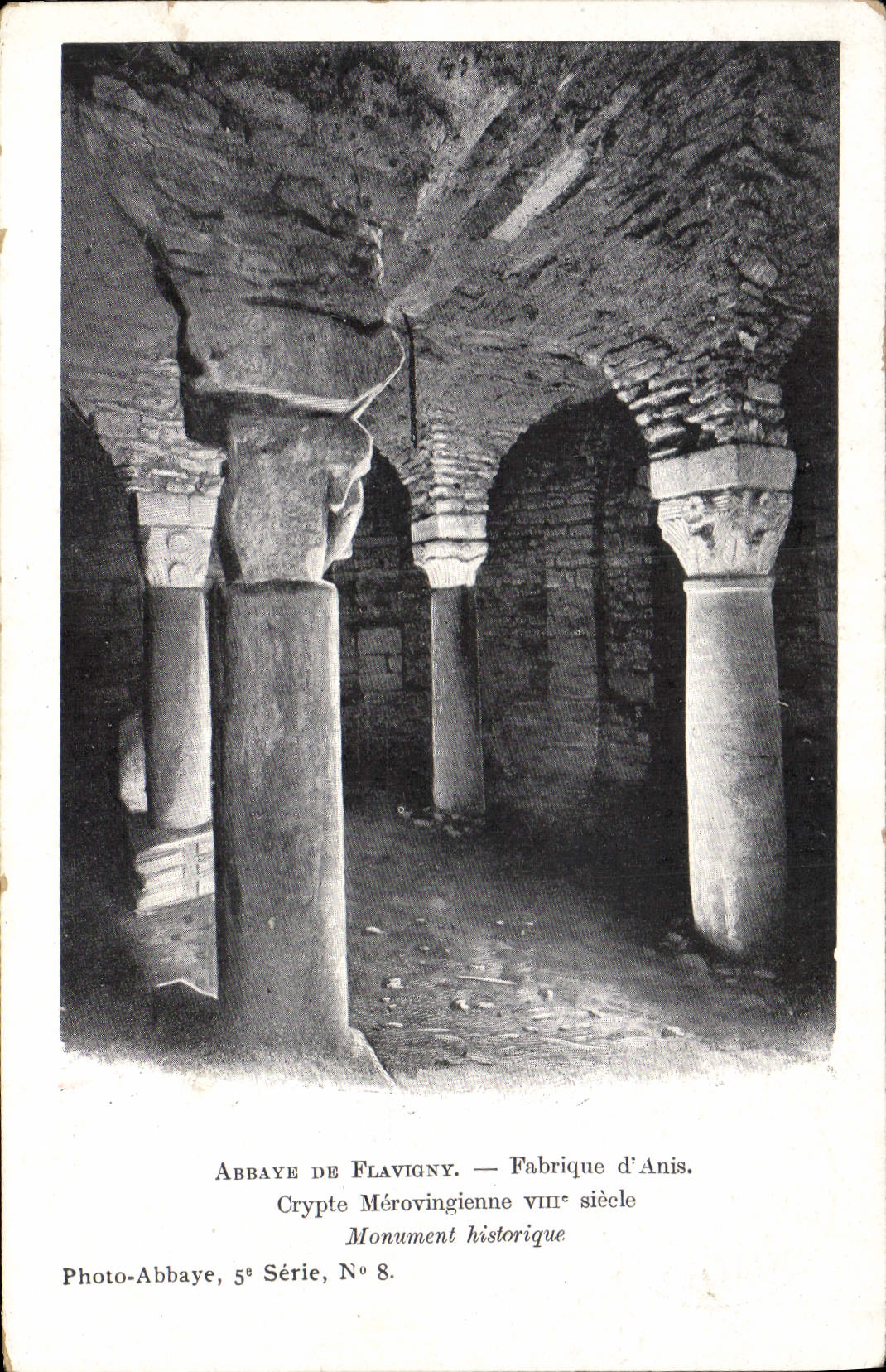 VINTAGE POSTCARD Abbaye of Flavigny Manufactures anise Crypte merovingienne