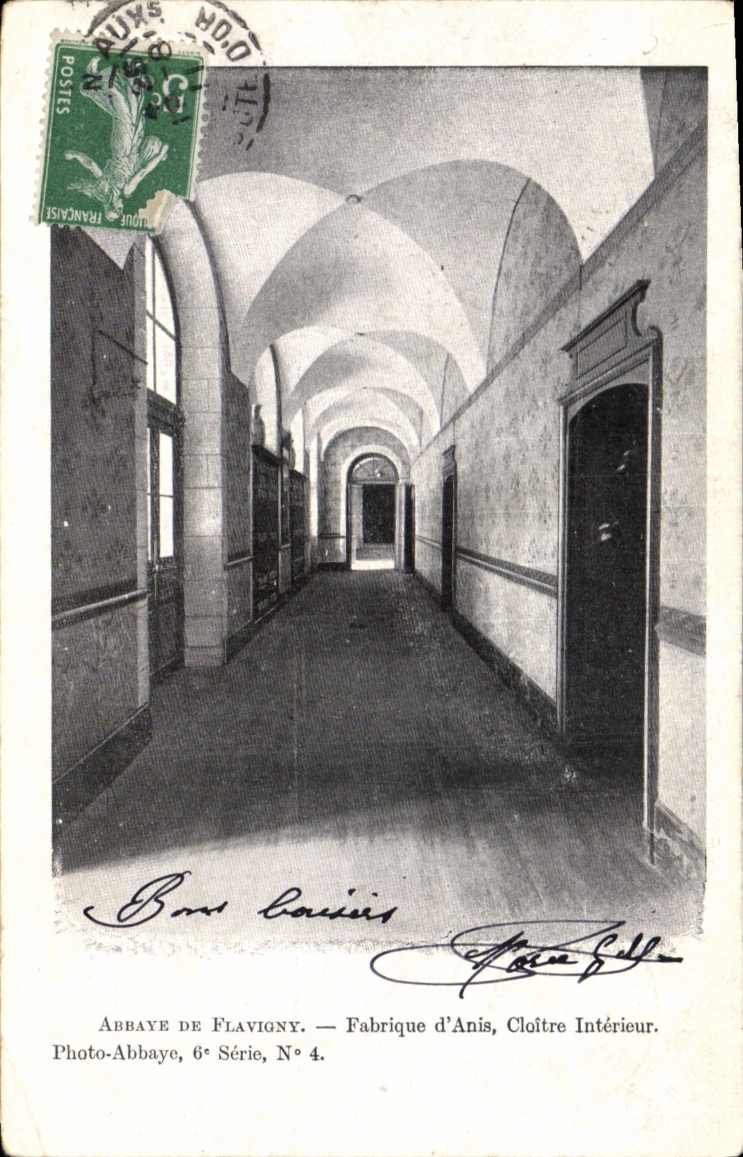 VINTAGE POSTCARD Abbaye of Flavigny Manufactures Anise interior Cloister