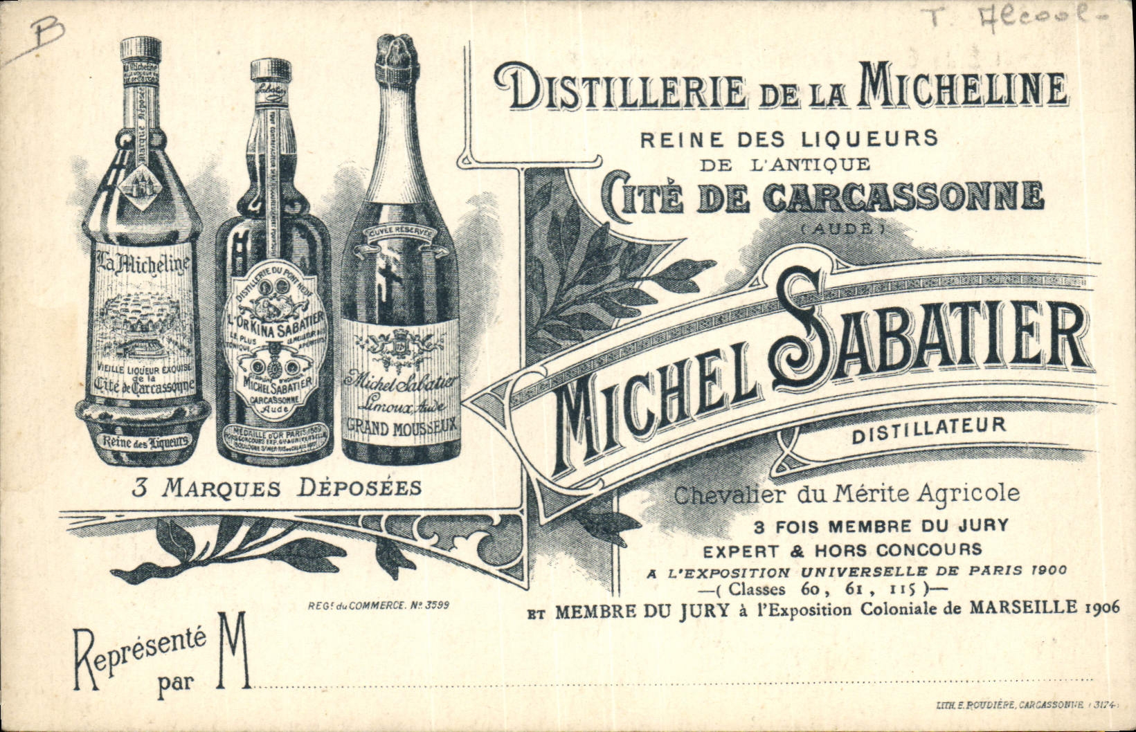 VINTAGE POSTCARD Distilling of Micheline Carcassonne Michel Sabatier Alcohol