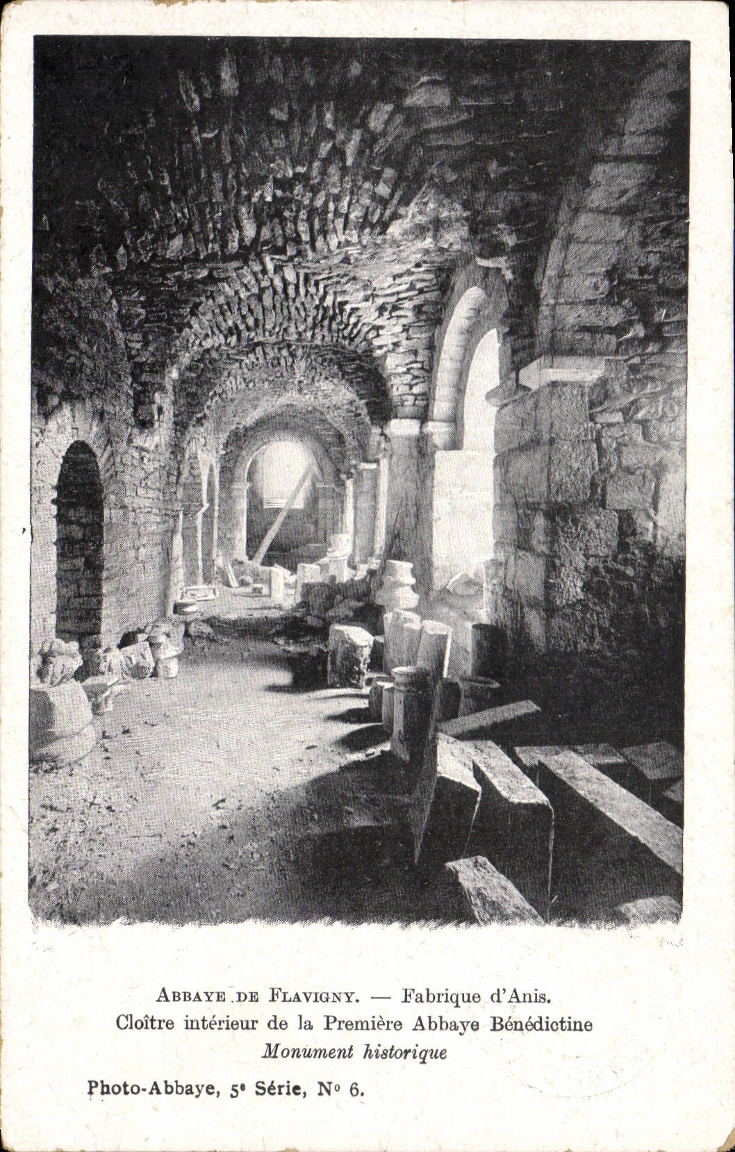 VINTAGE POSTCARD Abbaye of Flavigny Manufactures Anise interior Cloister of the first benedictine abbey
