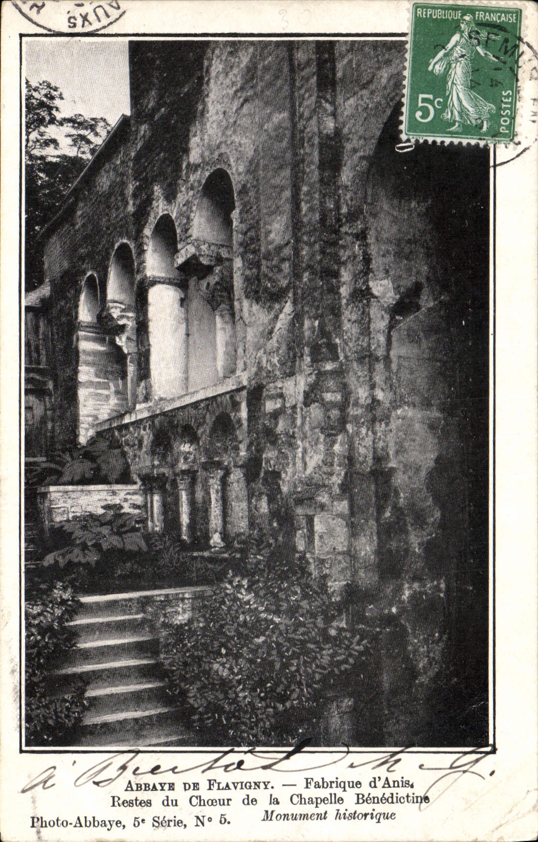 VINTAGE POSTCARD Abbaye of Flavigny Manufactures Anise Remainders of the chorus of the vault benedictine