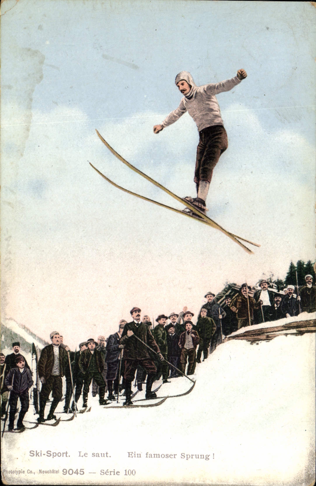VINTAGE POSTCARD Winter sports Ski the jump