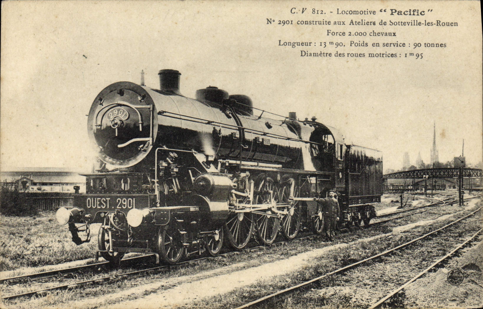 CPA Train Locomotive Pacific 2901 Ateliers de Sotteville les Rouen