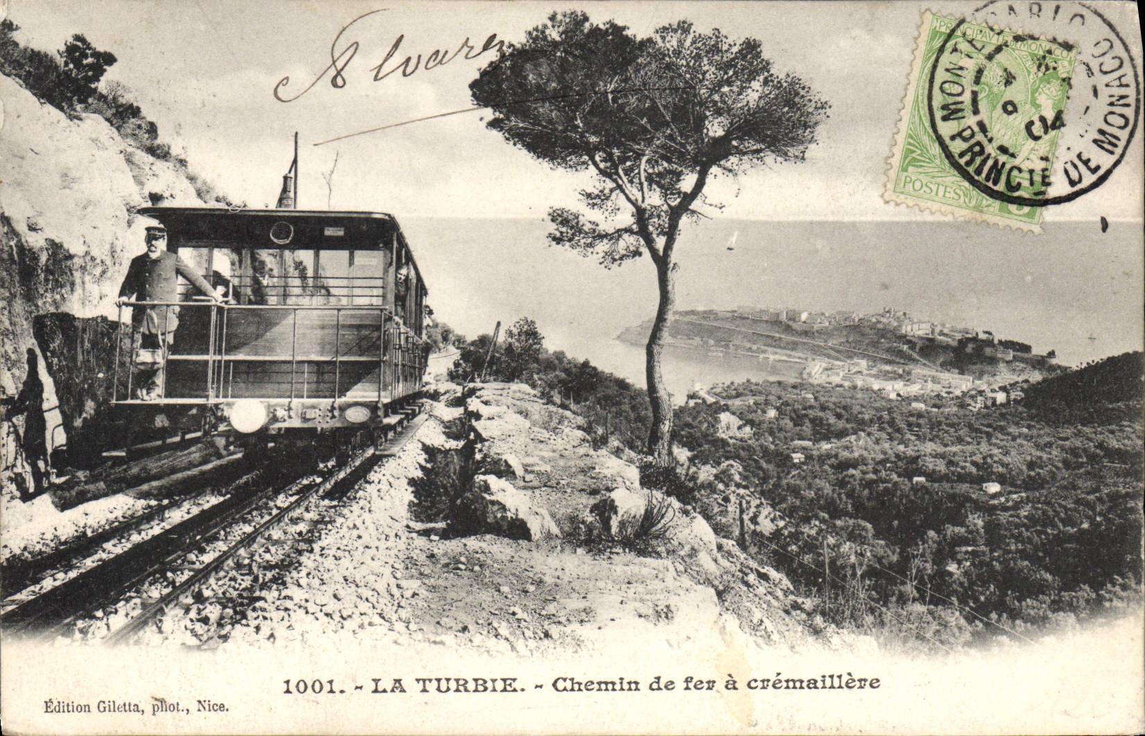 VINTAGE POSTCARD Train Engine La Turbie Cog railway