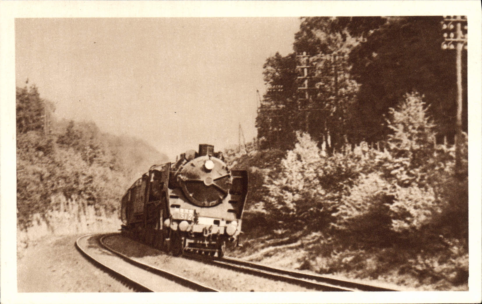 VINTAGE POSTCARD Train Engine Railroad of North Express train 312 Lille Paris