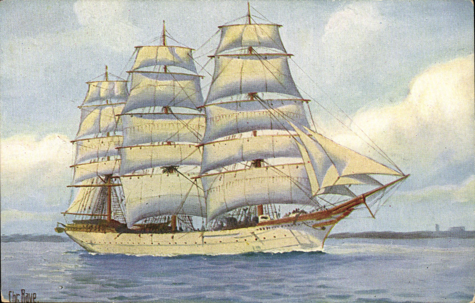 VINTAGE POSTCARD Sailing Boat Elisabeth 1901