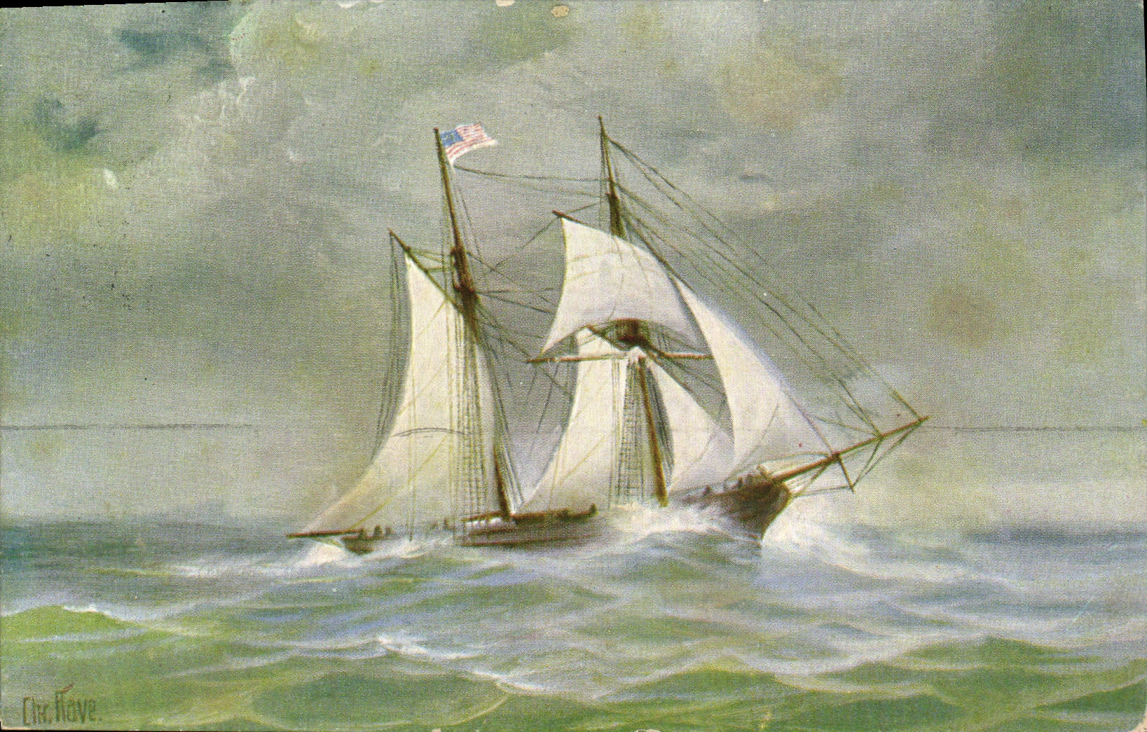 VINTAGE POSTCARD Boat Sailing ship 1838