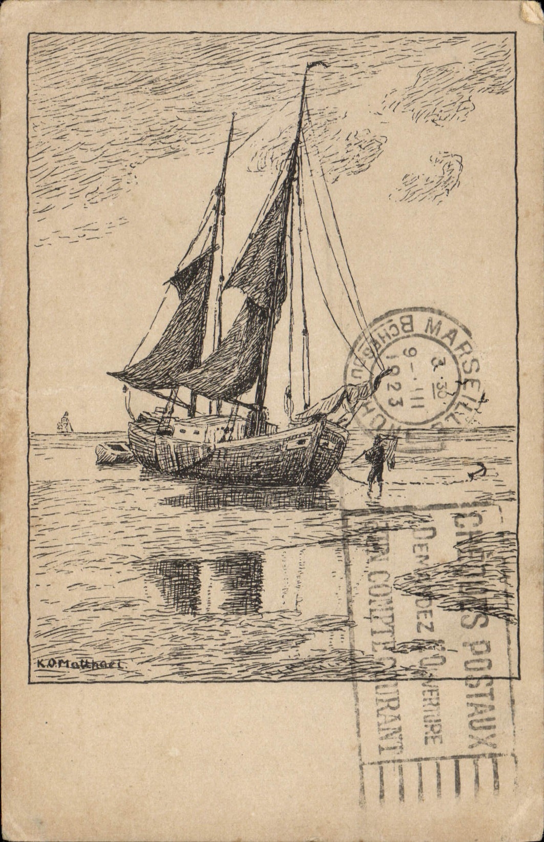 VINTAGE POSTCARD Sailing Boat