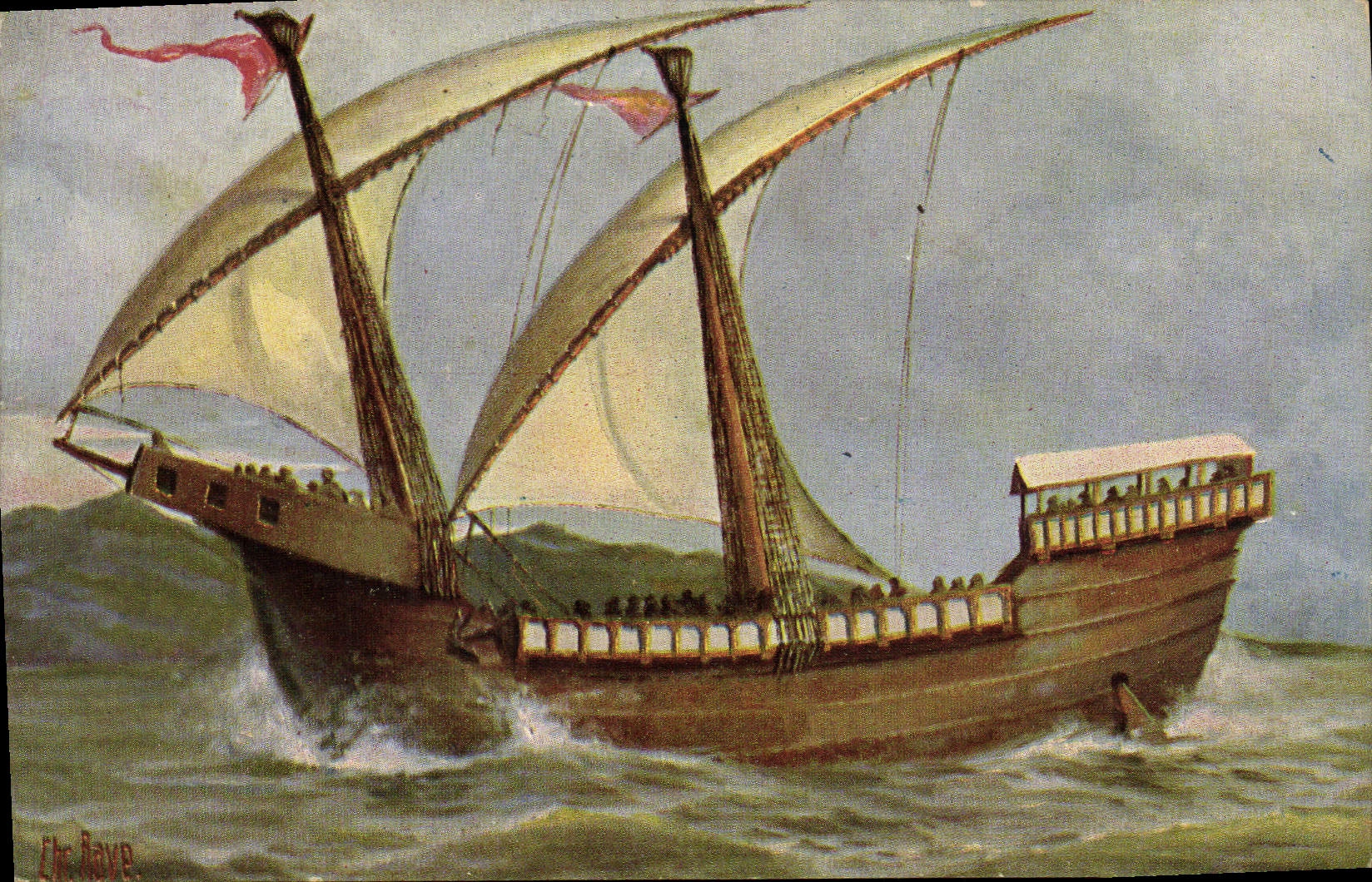 VINTAGE POSTCARD Sailing Boat 15th