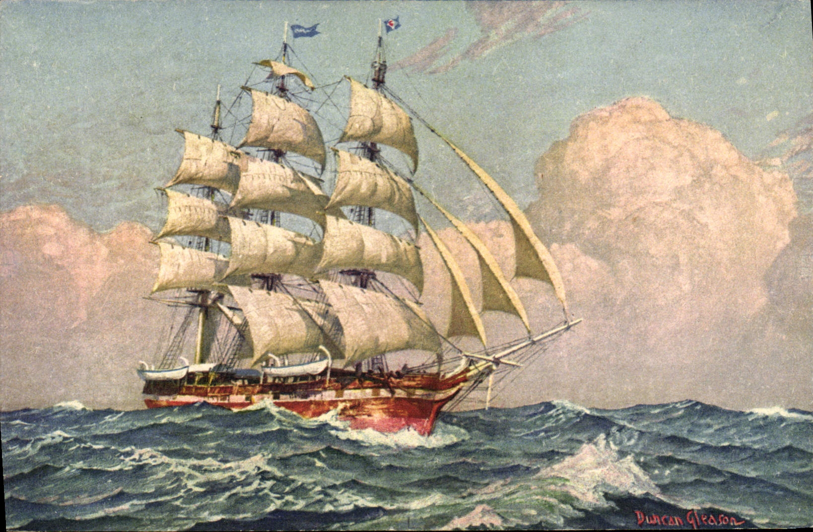 VINTAGE POSTCARD Sailing Boat Duncan Gleacon