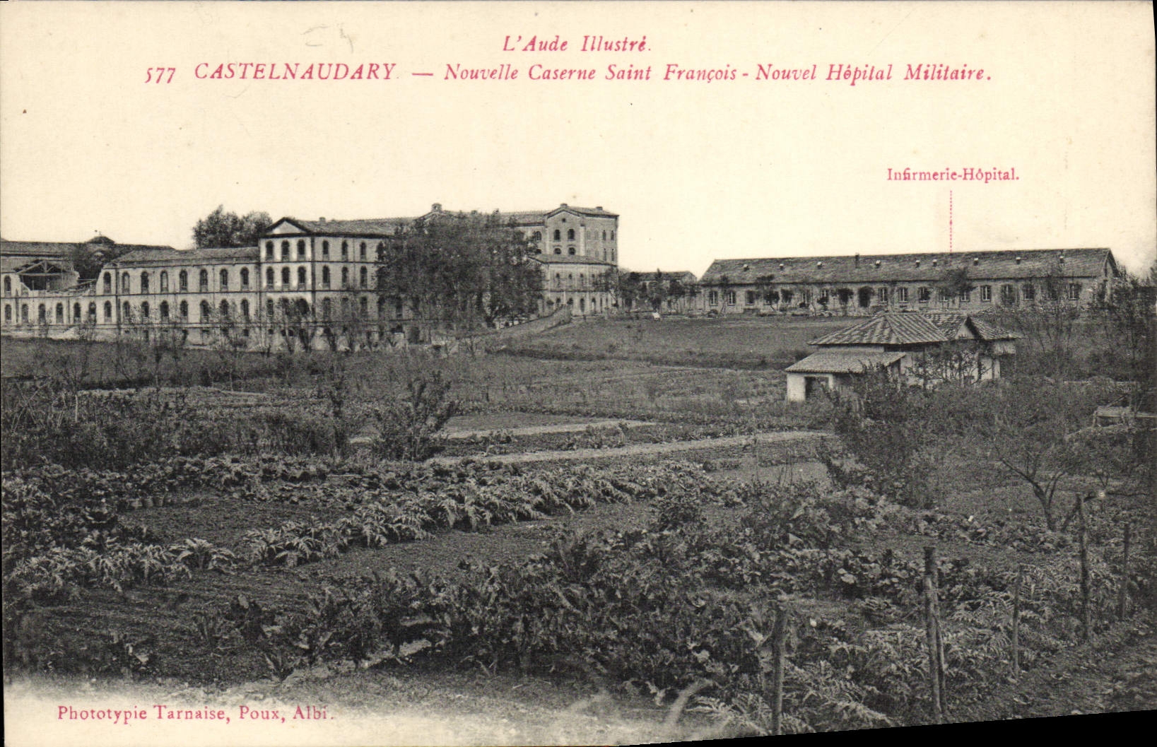 VINTAGE POSTCARD Militaria Barracks Holy Castelnaudary News barracks François New Military hospital