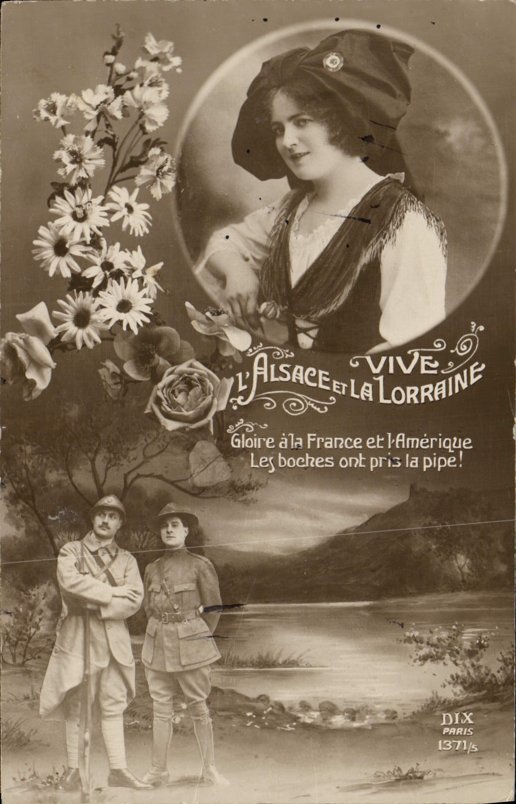 POSTAL Militaria Alsacia y Lorena de la VENDIMIA