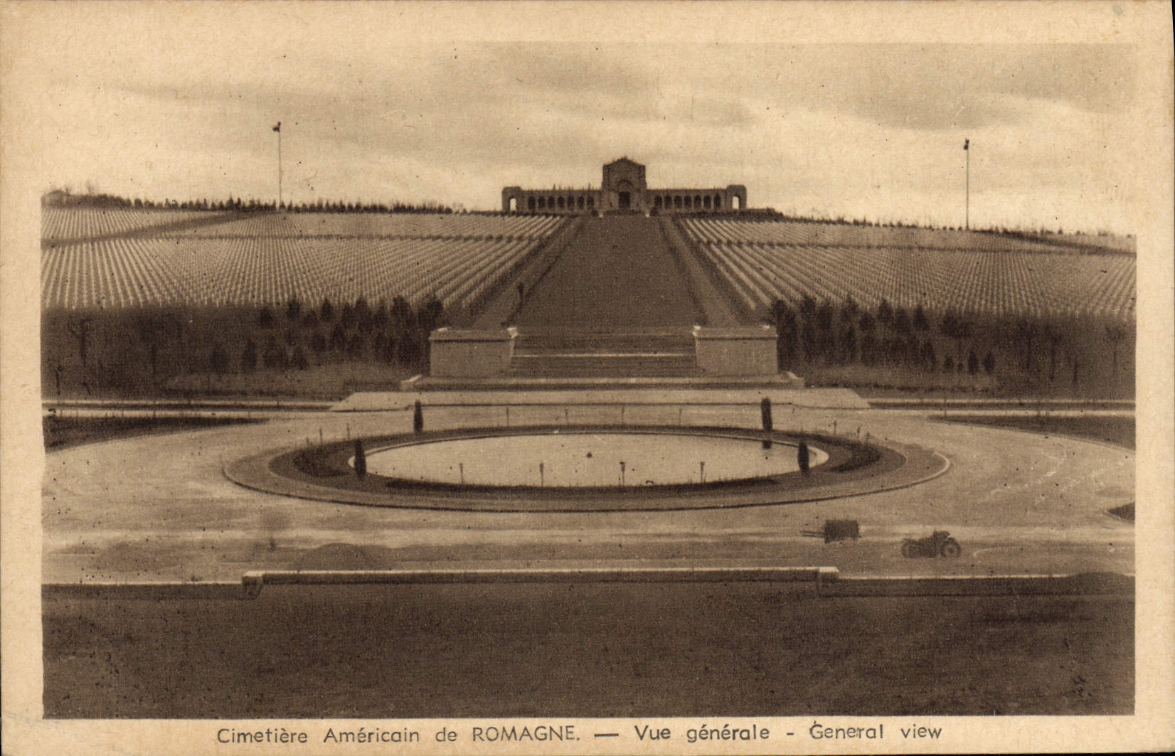 VINTAGE POSTCARD Militaria American Cemetery of Romagna View
