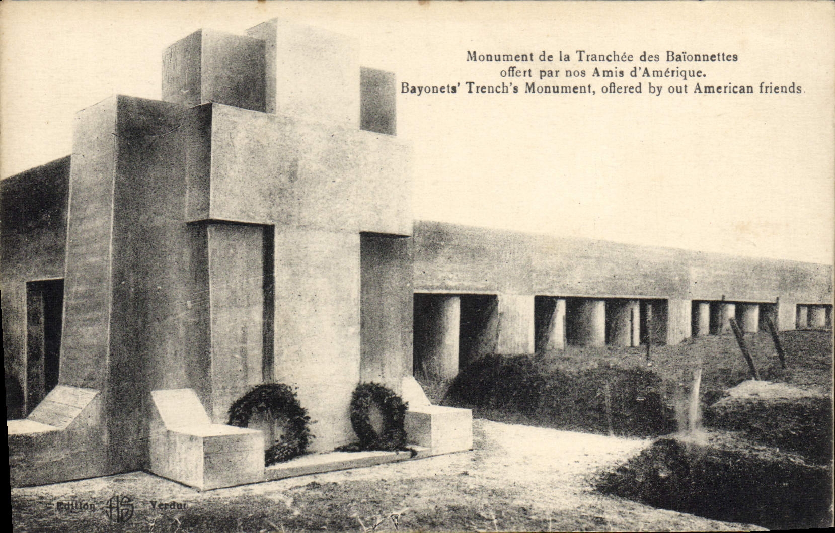 VINTAGE POSTCARD Militaria Monument of sliced bayonets offered by our friends of America