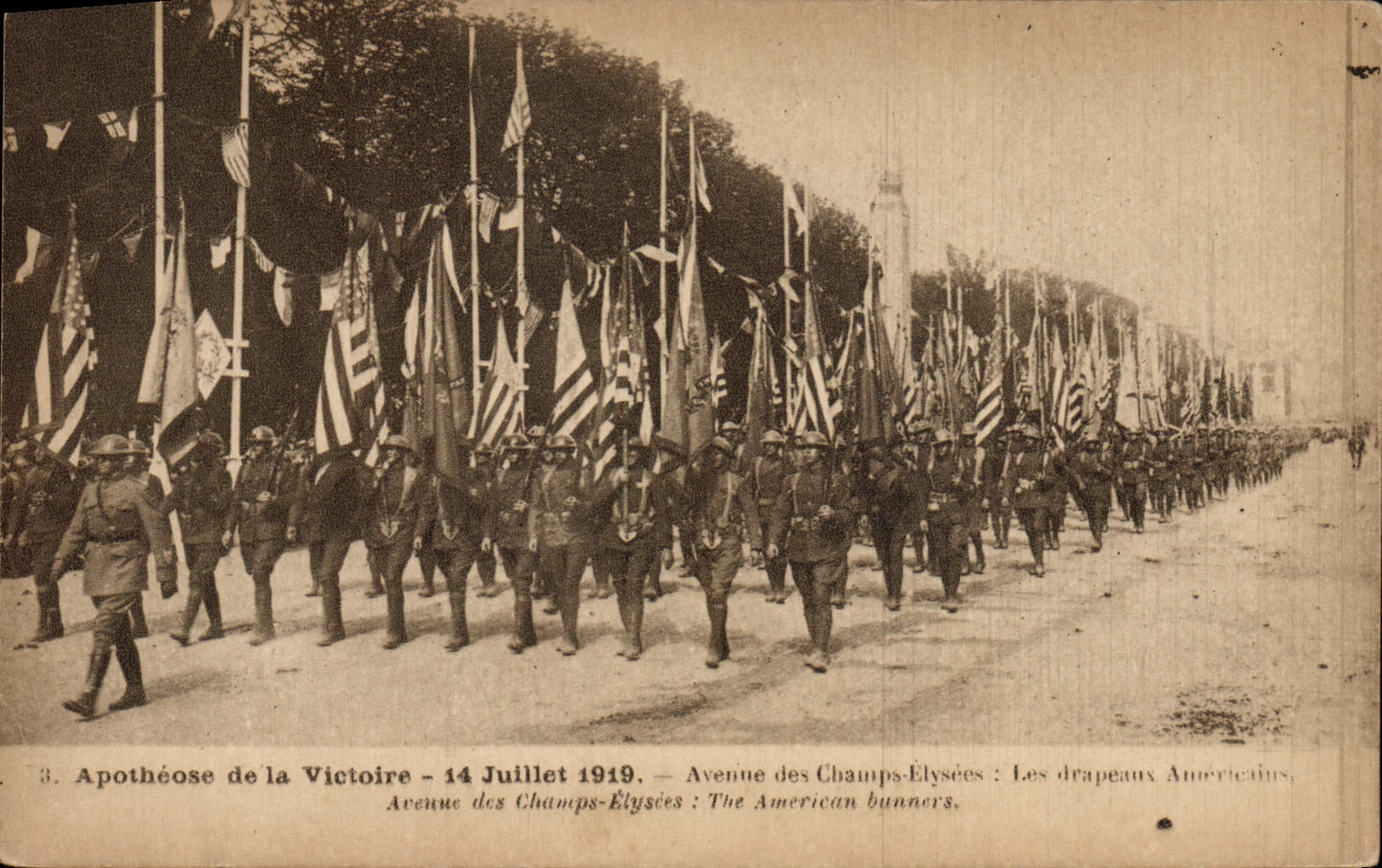VINTAGE POSTCARD Militaria Apotheosis of the victory July 14th, 1919 Which occurred of the Champs Elysées