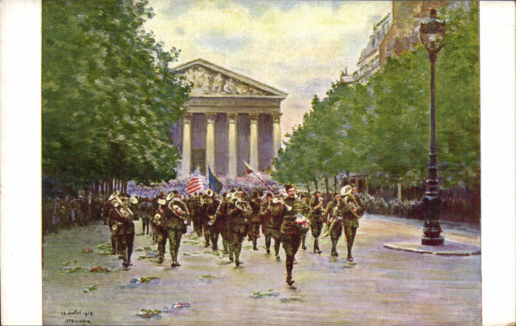 CPA Militaria Rue Royale Soldats americains